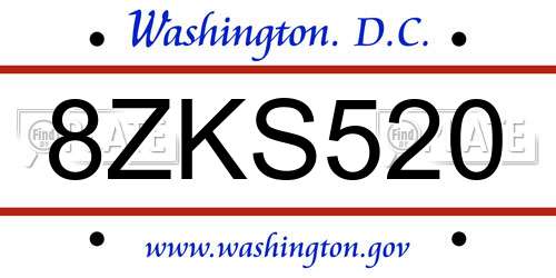 8ZKS520 District Of Columbia License Plate