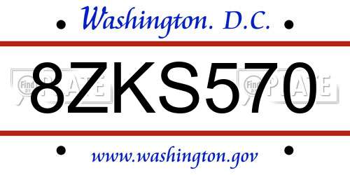 8ZKS570 District Of Columbia License Plate