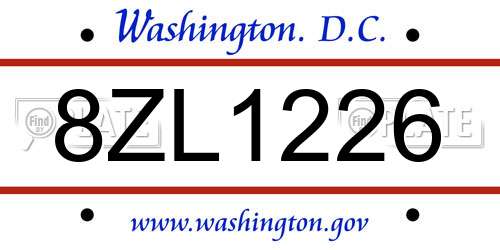 8ZL1226 District Of Columbia License Plate