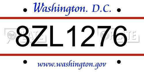 8ZL1276 District Of Columbia License Plate