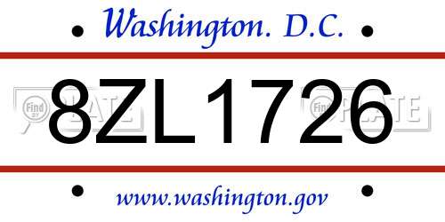 8ZL1726 District Of Columbia License Plate