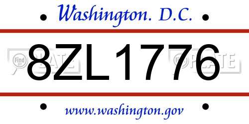 8ZL1776 District Of Columbia License Plate