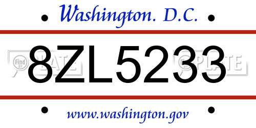 8ZL5233 District Of Columbia License Plate