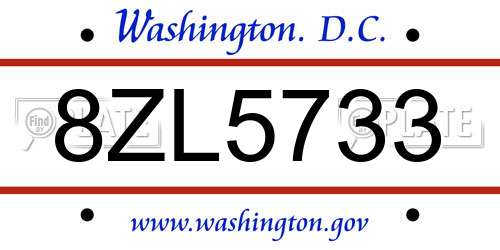 8ZL5733 District Of Columbia License Plate