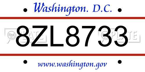 8ZL8733 District Of Columbia License Plate