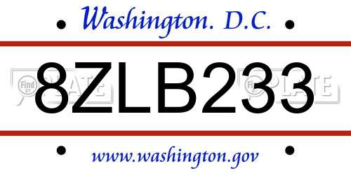 8ZLB233 District Of Columbia License Plate