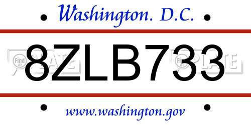 8ZLB733 District Of Columbia License Plate