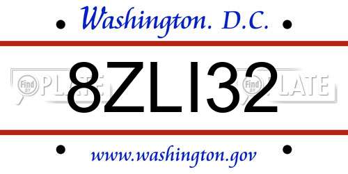 8ZLI32 District Of Columbia License Plate