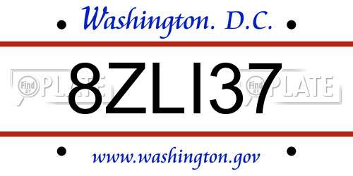 8ZLI37 District Of Columbia License Plate