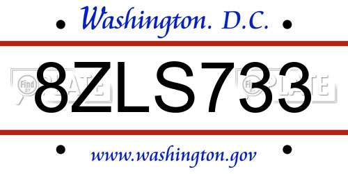 8ZLS733 District Of Columbia License Plate