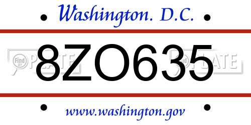 8ZO635 District Of Columbia License Plate