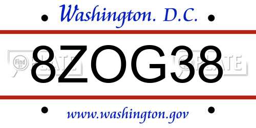8ZOG38 District Of Columbia License Plate