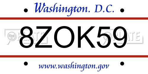 8ZOK59 District Of Columbia License Plate