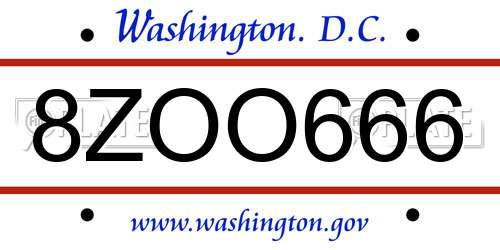 8ZOO666 District Of Columbia License Plate