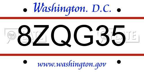 8ZQG35 District Of Columbia License Plate