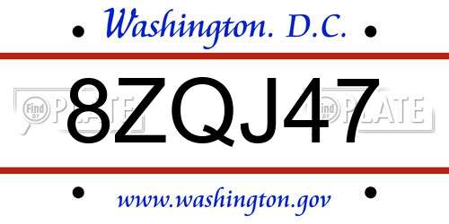8ZQJ47 District Of Columbia License Plate