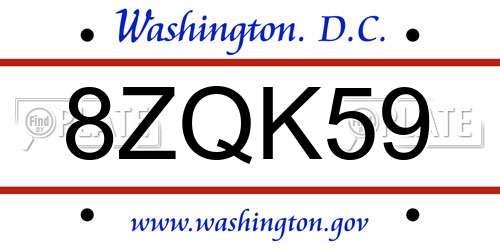 8ZQK59 District Of Columbia License Plate