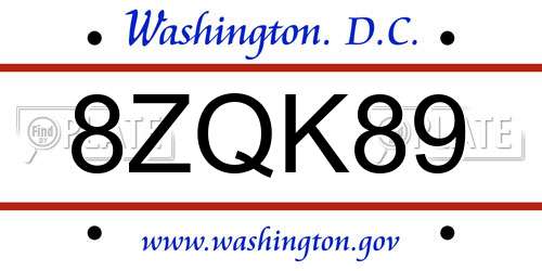 8ZQK89 District Of Columbia License Plate