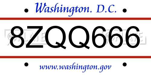 8ZQQ666 District Of Columbia License Plate