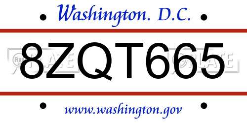 8ZQT665 District Of Columbia License Plate