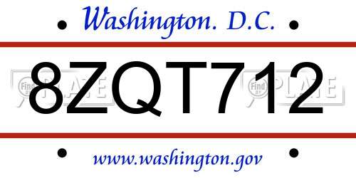 8ZQT712 District Of Columbia License Plate