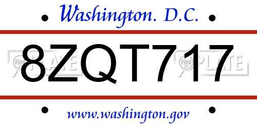 8ZQT717 District Of Columbia License Plate