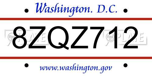 8ZQZ712 District Of Columbia License Plate