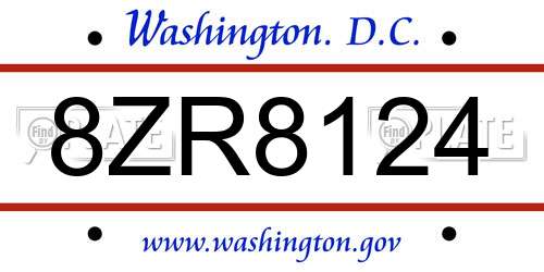 8ZR8124 District Of Columbia License Plate