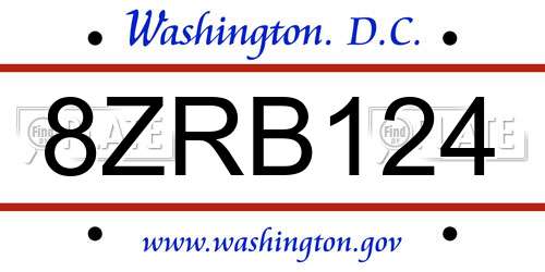8ZRB124 District Of Columbia License Plate