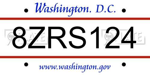 8ZRS124 District Of Columbia License Plate