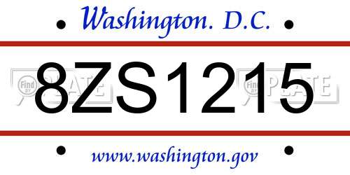 8ZS1215 District Of Columbia License Plate
