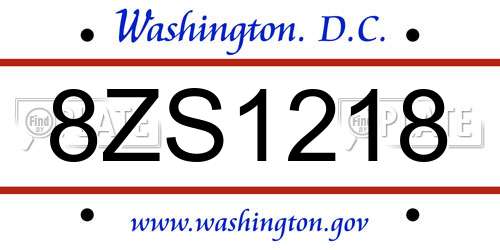 8ZS1218 District Of Columbia License Plate