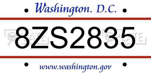 8ZS2835 District Of Columbia License Plate
