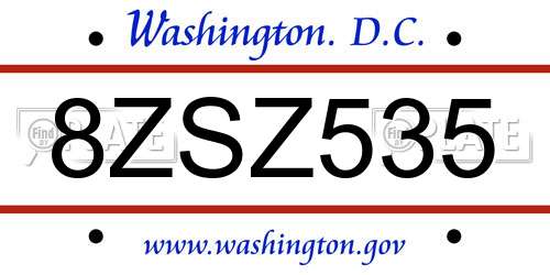 8ZSZ535 District Of Columbia License Plate