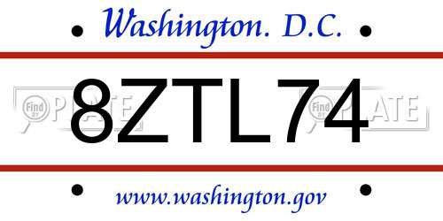 8ZTL74 District Of Columbia License Plate