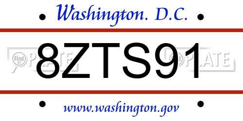 8ZTS91 District Of Columbia License Plate