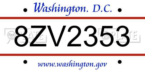 8ZV2353 District Of Columbia License Plate