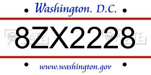 8ZX2228 District Of Columbia License Plate