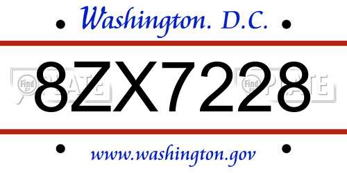 8ZX7228 District Of Columbia License Plate