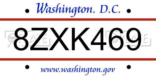 8ZXK469 District Of Columbia License Plate