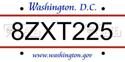 8ZXT225 District Of Columbia License Plate