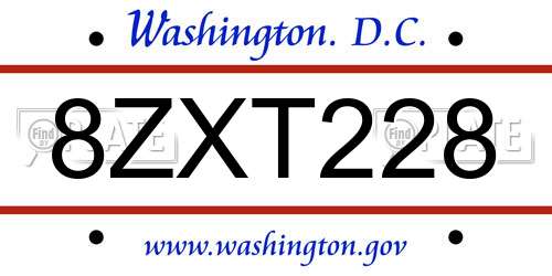 8ZXT228 District Of Columbia License Plate