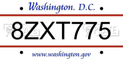 8ZXT775 District Of Columbia License Plate