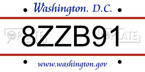 8ZZB91 District Of Columbia License Plate