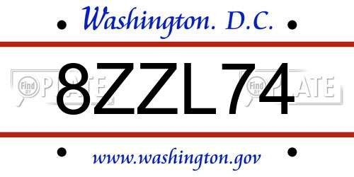 8ZZL74 District Of Columbia License Plate