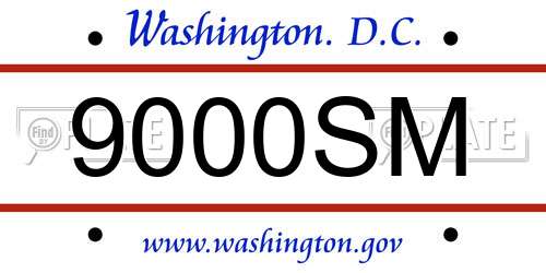 9000SM District Of Columbia License Plate