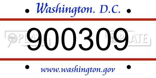 900309 District Of Columbia License Plate