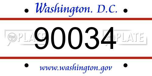 90034 District Of Columbia License Plate