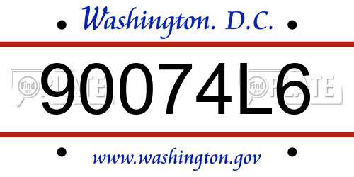 90074L6 District Of Columbia License Plate