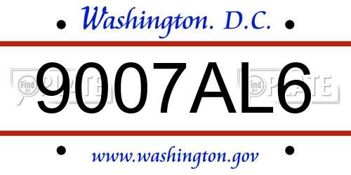 9007AL6 District Of Columbia License Plate